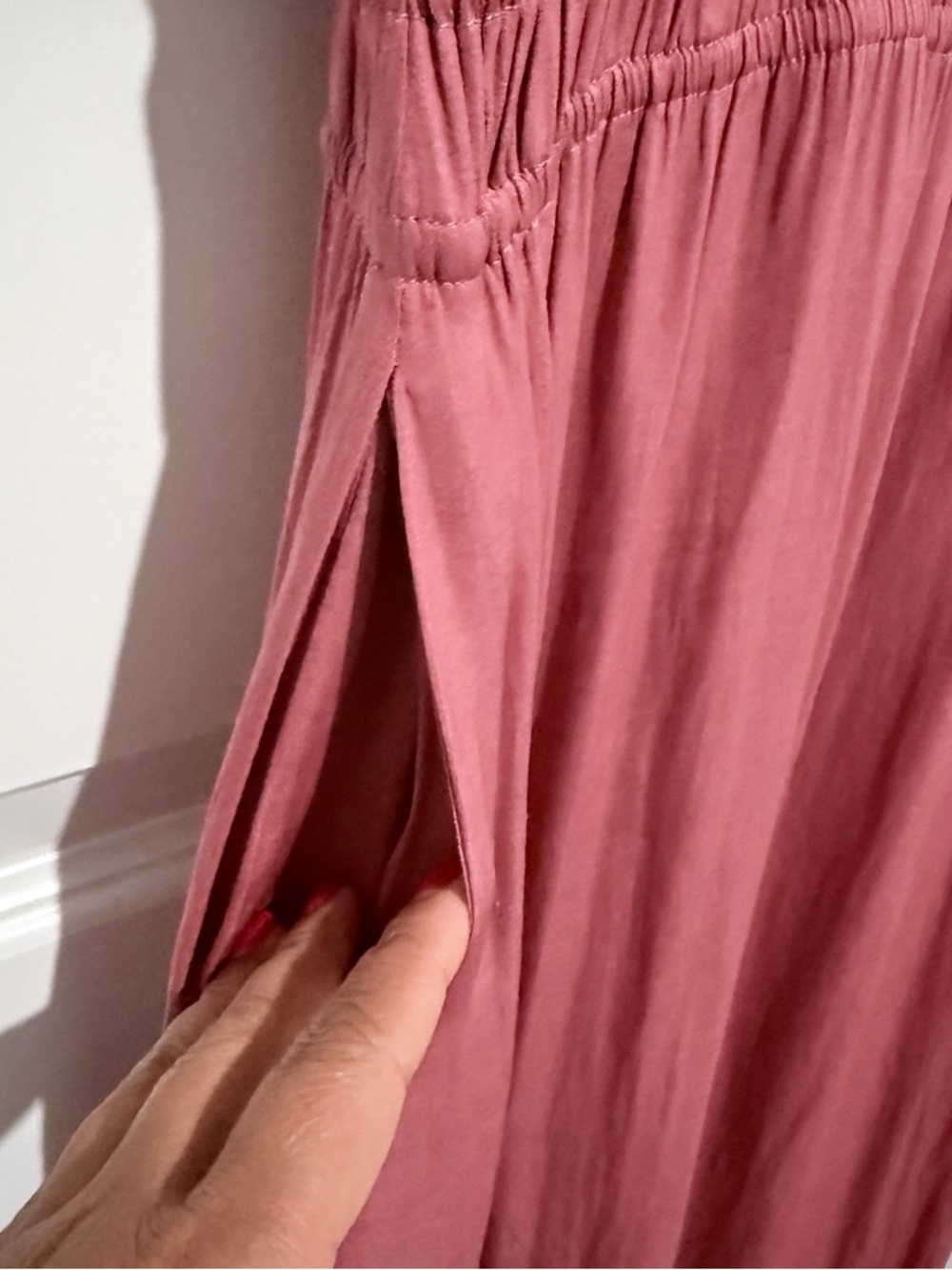 Current Air by Anthropologie Rose-Mauve Midi Dress with Ruffle Collar Size S - Picture 8 of 11